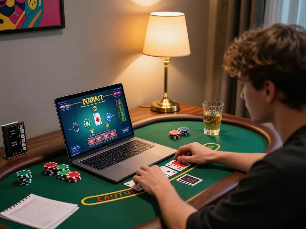 Engaging player participating in blackjack on a laptop, highlighting the 888now com gaming experience