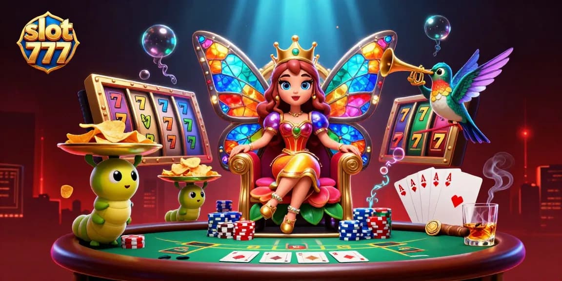 Slot 777, bermain dengan mesin slot dikelilingi karakter fantasi yang memukau.