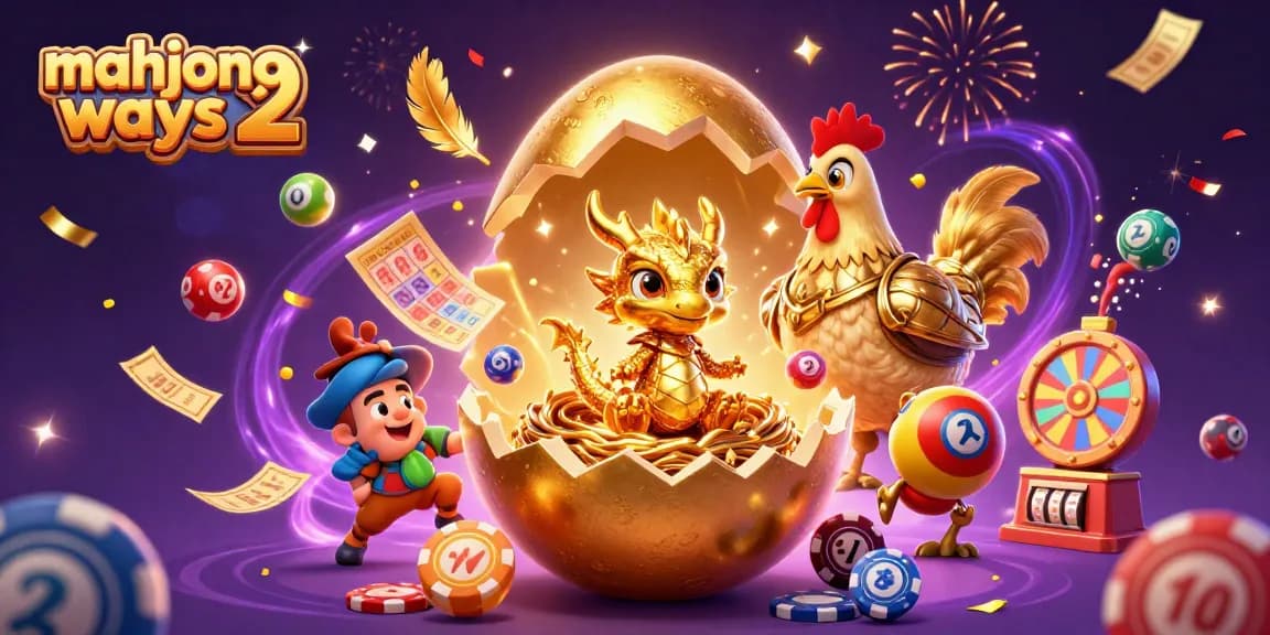 Experience the excitement of mahjong ways 2 with a vibrant 3D illustration featuring a golden baby dragon and poker chips.