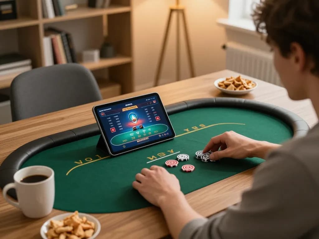 Engage in online gambling at https://n188.build/ with a person immersed in poker gameplay.