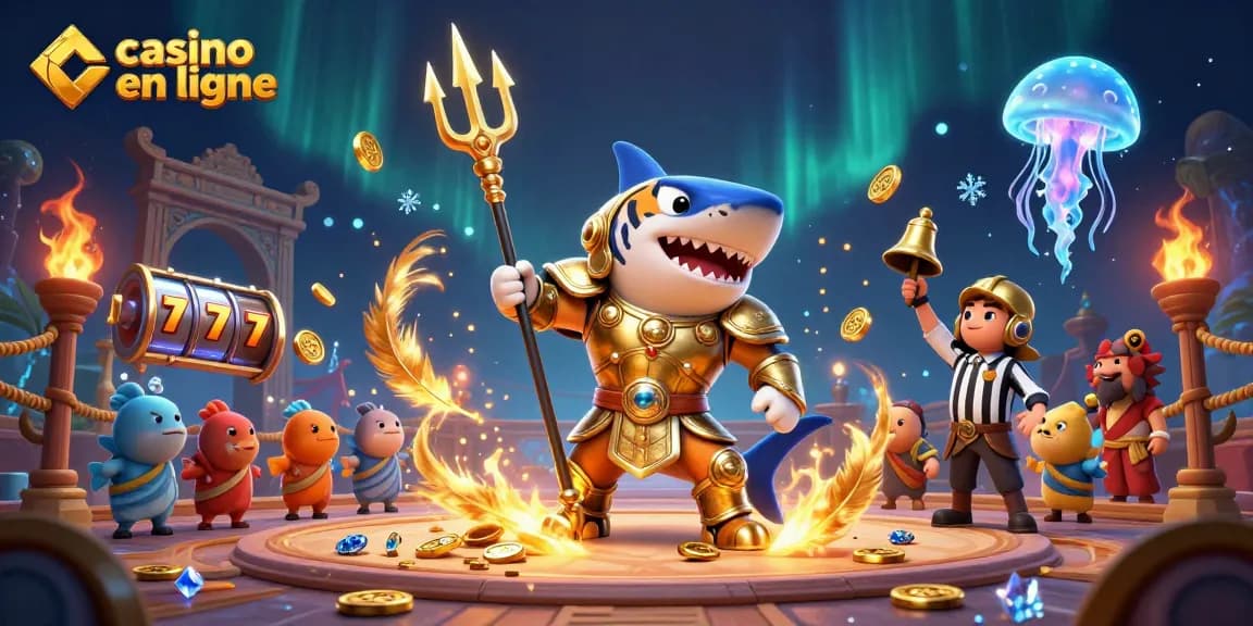 Jeu passionnant au casino en ligne avec un requin tigre et une arène sous-marine vibrante.