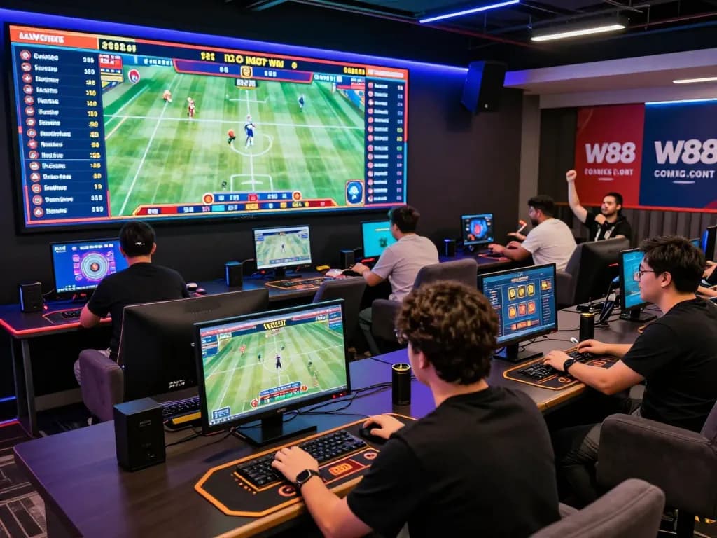Players enjoying online betting at https://w88.ca/ with vibrant gaming atmosphere.