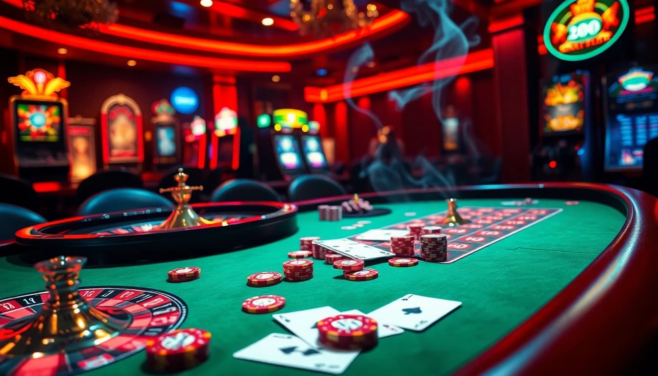 Engage with Truyên ma kinh dị at a lively casino table filled with chips and cards.