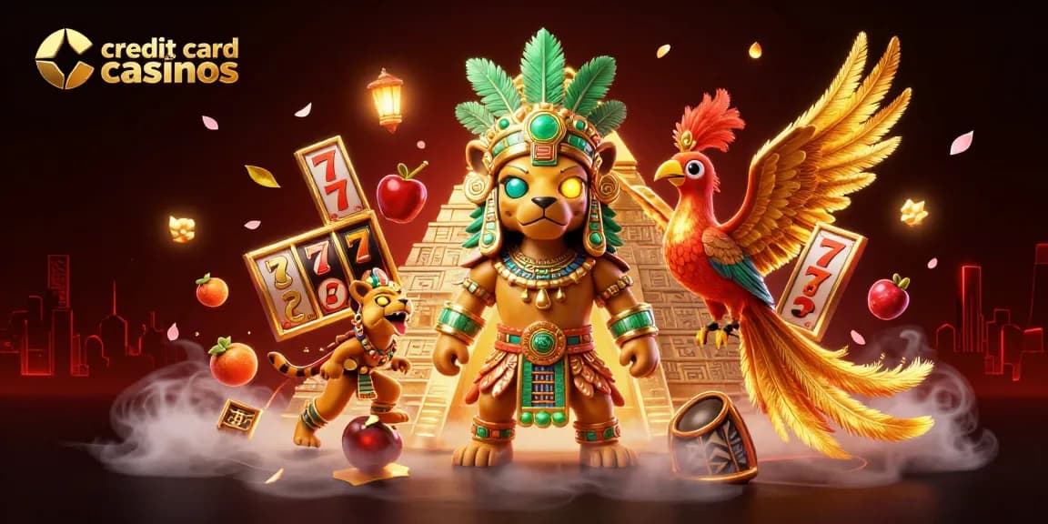 Experience excitement at credit card casinos with dynamic slot reels and vibrant game elements.
