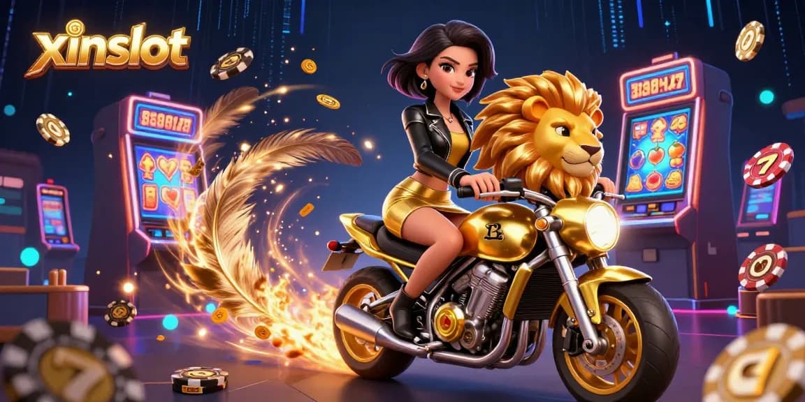 Join the winning excitement at xinslot with a glamorous scene of slot games and a dynamic character!