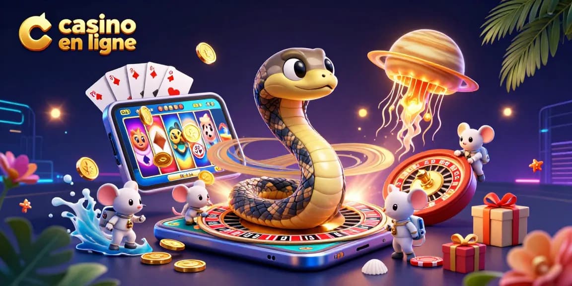 Pariez avec style au casino en ligne, où un serpent en anneaux de Saturne sert de roulette.