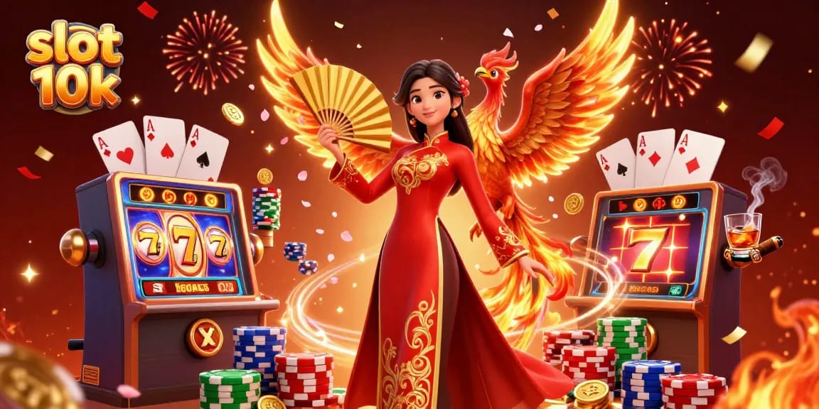 Win big with slot 10k in this vibrant casino illustration showcasing excitement and luck.