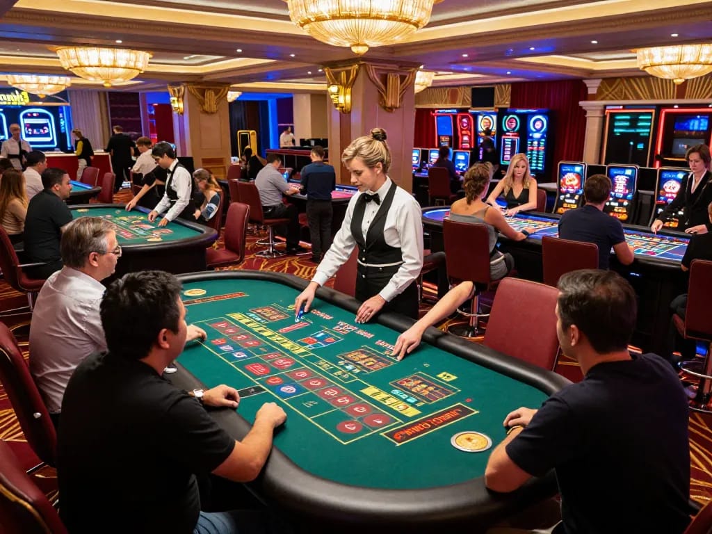 Players engaging in thrilling roulette gameplay at fb88 casino, showcasing vibrant atmosphere and strategic betting.
