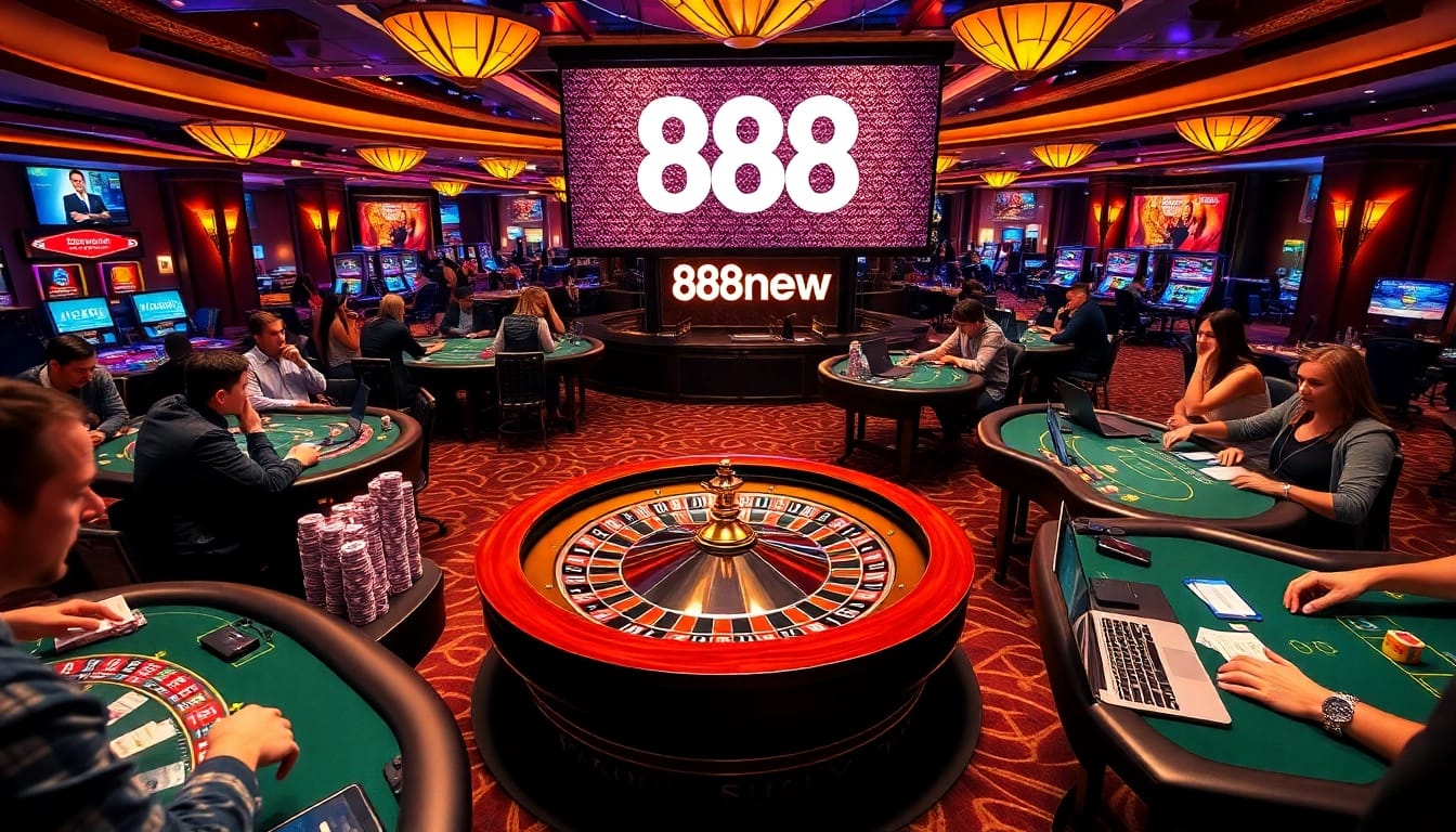Players enjoying thrilling games at 888new casino, highlighting excitement and vibrant atmosphere.