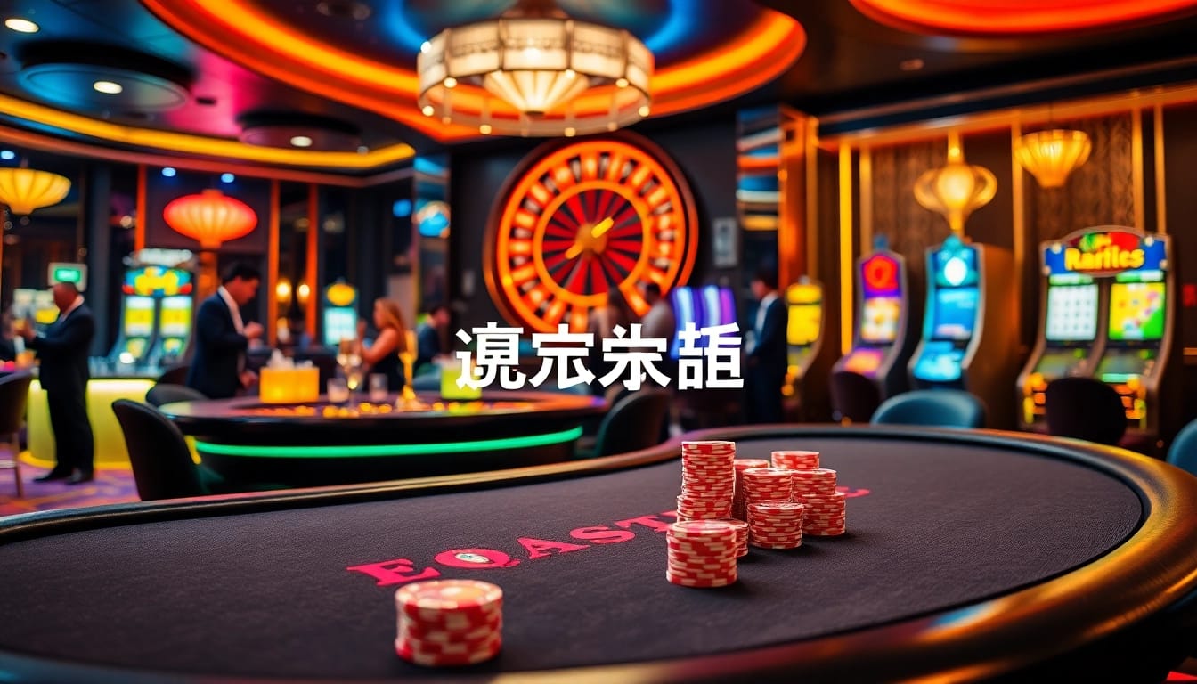 Register to play and win big at a luxurious casino with poker tables and slot machines.