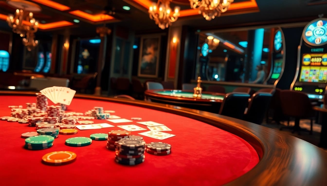 Experience the thrill at the TT88 casino, showcasing elegantly designed tables and colorful chips.