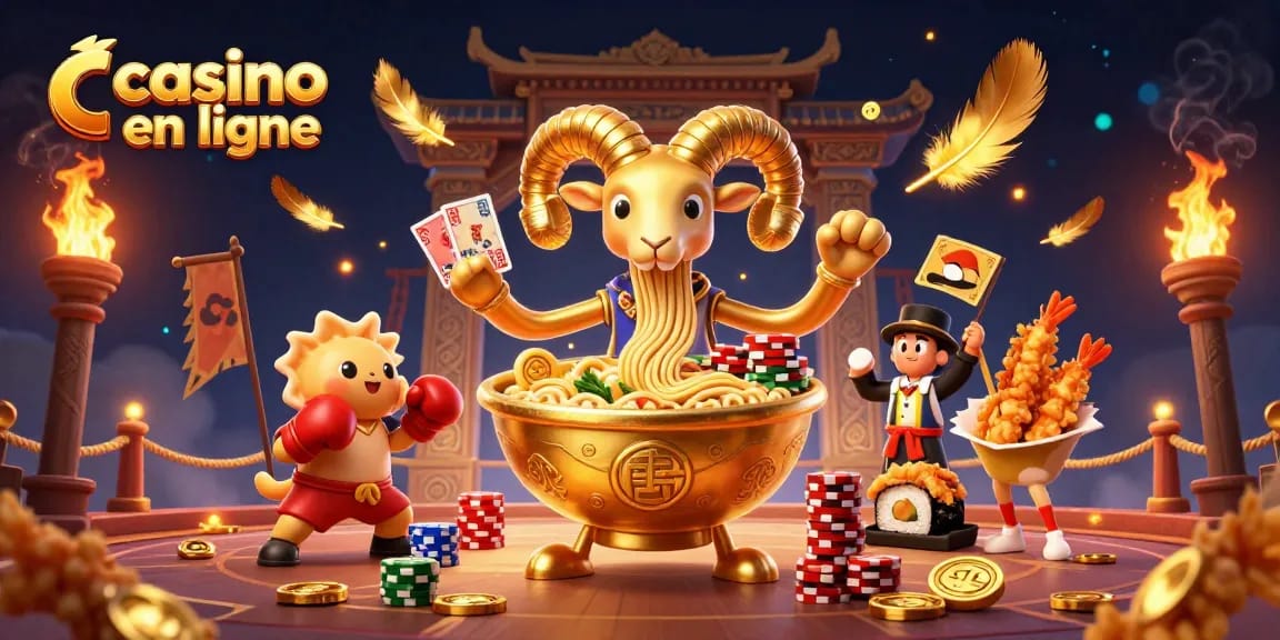 Jouer au casino en ligne avec une scène dynamique de personnages en 3D et des éléments de jeu captivants