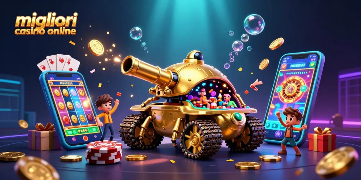 Migliori casino online: esplora un mondo di possibilità con un casinò in miniatura da un carretto d'oro.