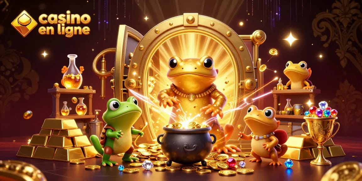 Gagnez des pièces d'or au casino en ligne avec des alchimistes animés et des trésors éblouissants.