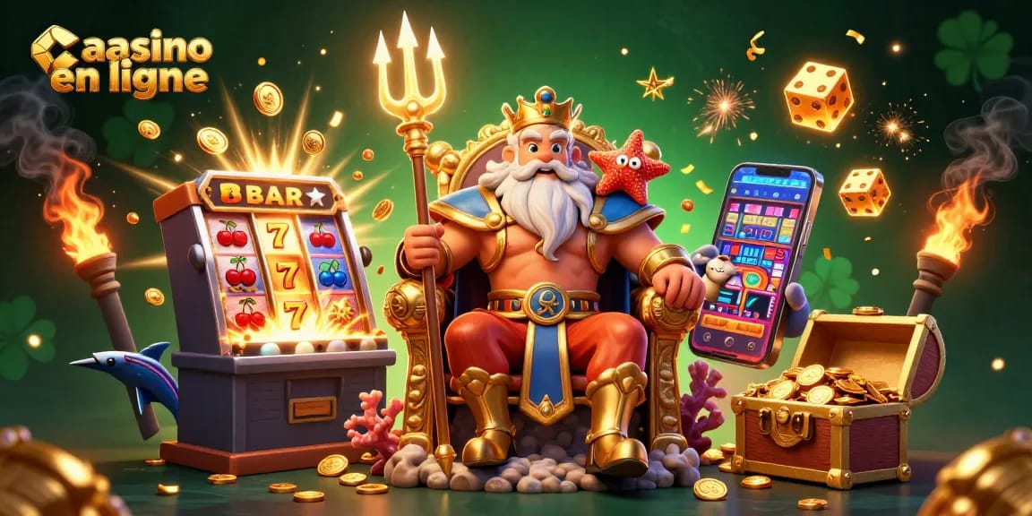 Illustrez votre expérience de jeu dans un casino en ligne avec des personnages colorés et des machines à sous.