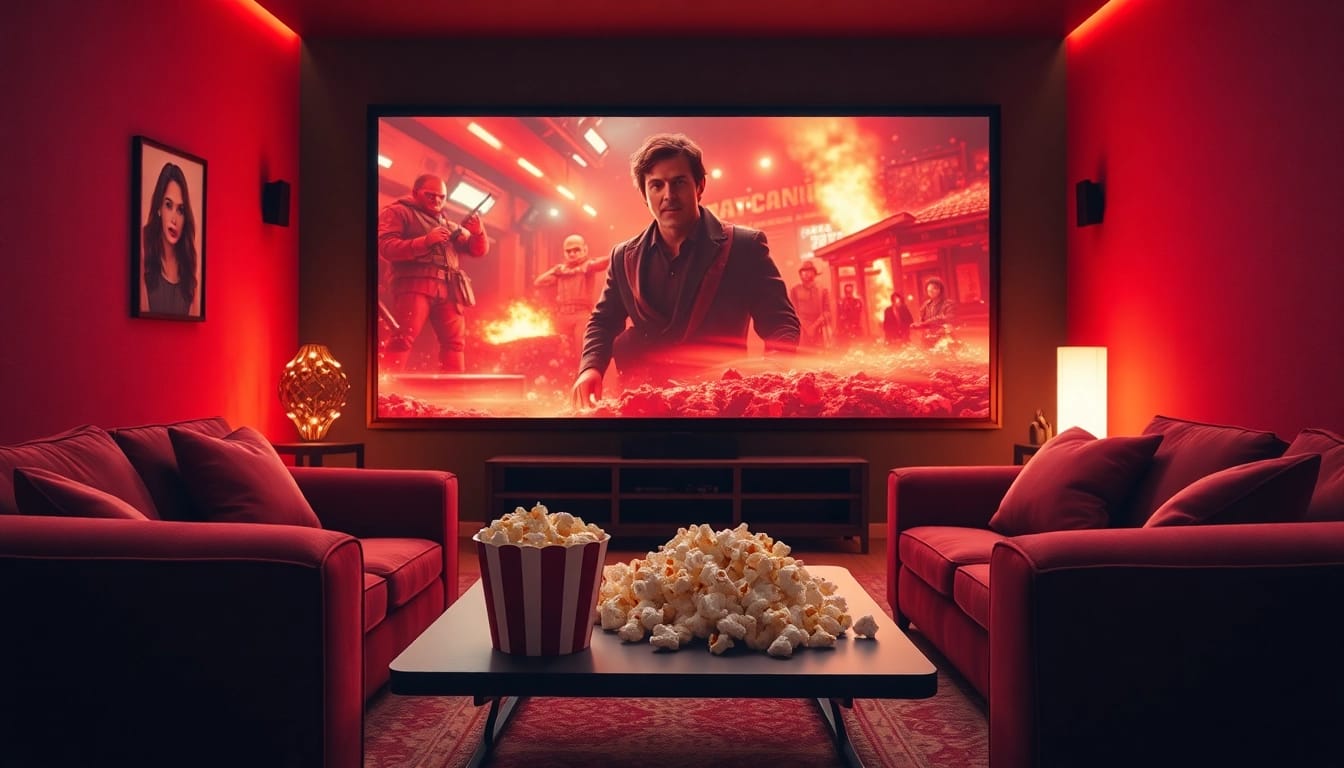 ดูหนัง ในห้องนั่งเล่นที่มีโรงภาพยนตร์ส่วนตัว พร้อมกับบรรยากาศที่อบอุ่น
