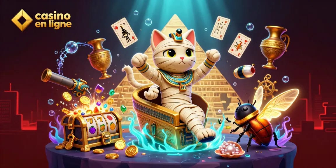 Les jeux de casino en ligne prennent vie avec un chat momifié égyptien et des personnages fascinants.