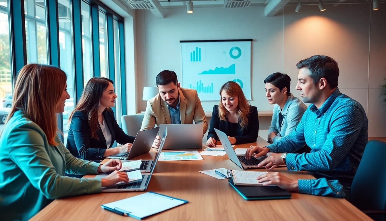 Boost edmonton seo strategies with a professional team collaborating in a modern office.
