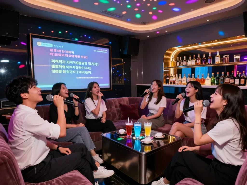 친구들과 함께 달토 강남가라오케에서 고급스러운 노래방을 즐기며 활기찬 밤문화를 경험하세요. gangnamtune.com/runrabbit