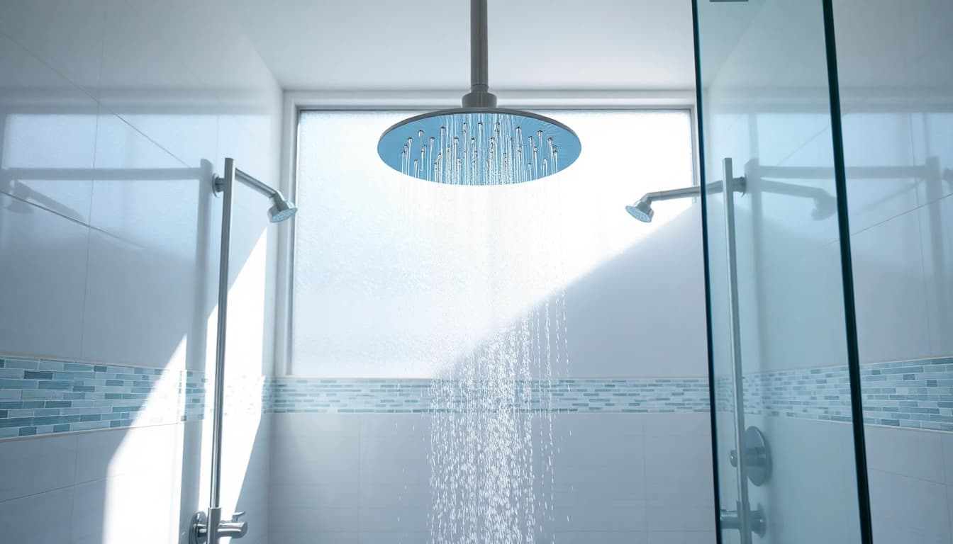 Experience elegant showers Australia with a modern rainfall showerhead in a luxurious setting.