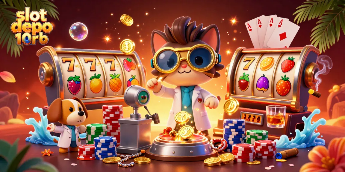 Engage with slot depo 10rb through an exciting casino scene featuring a mad scientist creating jackpots.
