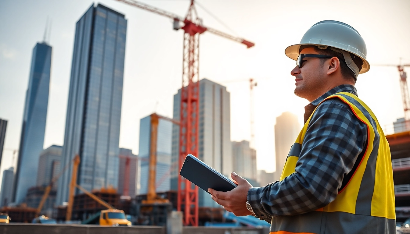 Manhattan Construction Manager coordinating operations on a vibrant New York construction site.