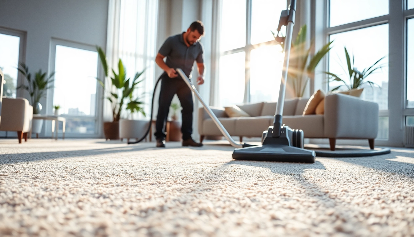 Carpet cleaners Roseville CA showcasing a professional technician using advanced equipment in a bright interior.