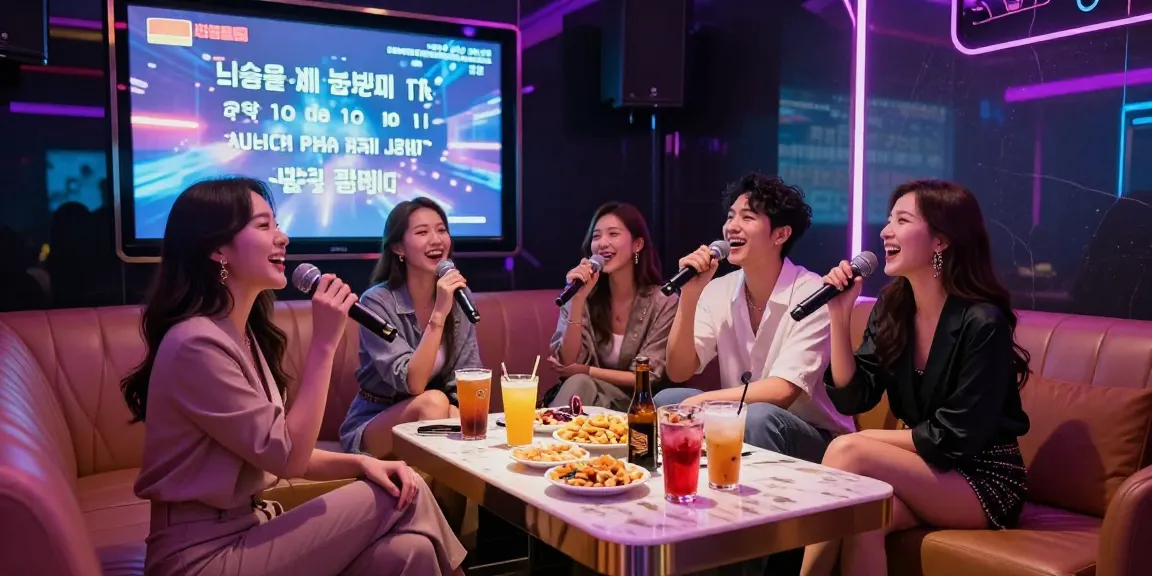 강남쩜오에서 친구들과 즐거운 시간을 보내는 화려한 노래방 모습
