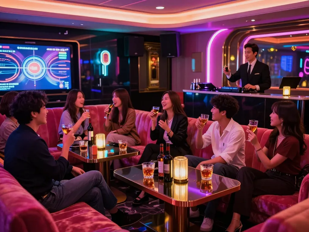 Experience vibrant nightlife at gangnamtune.com with lively karaoke scenes, premium drinks, and engaging entertainers.