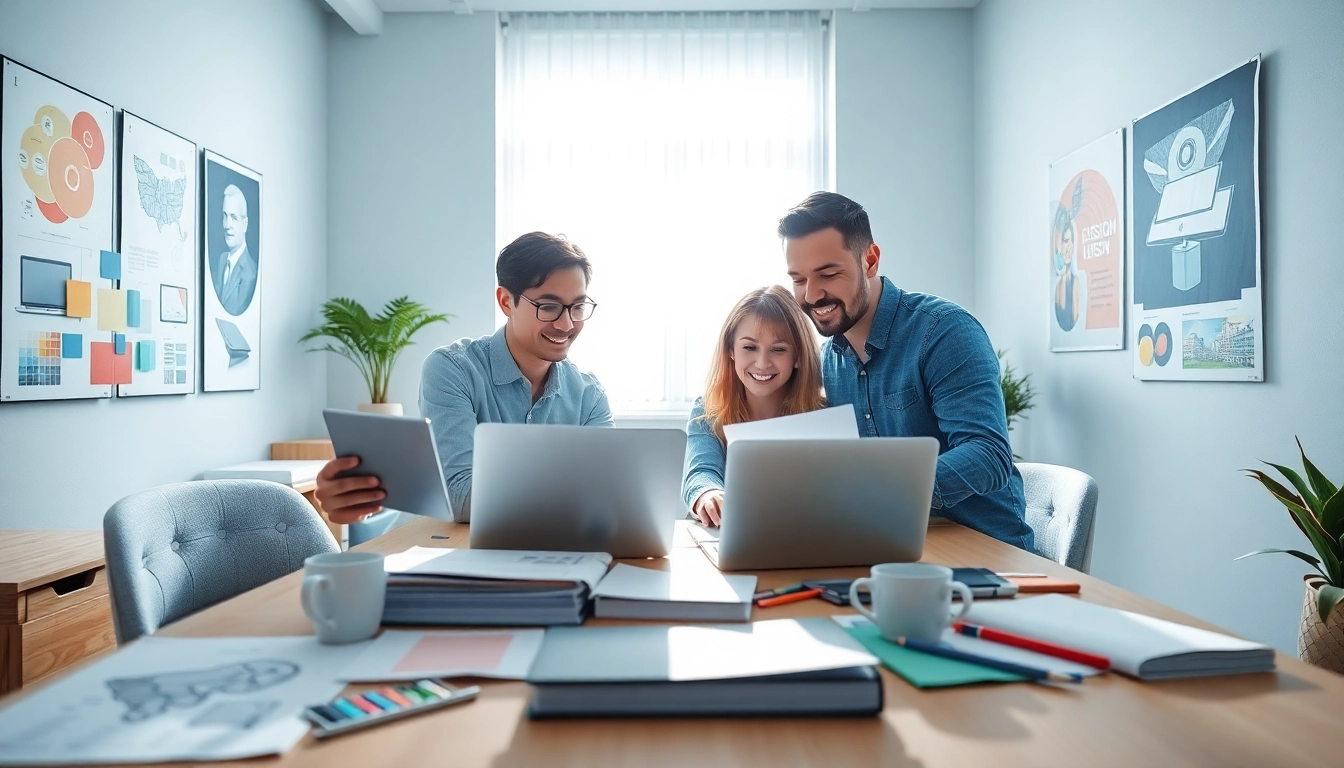 Designing engaging web design edmonton solutions in a creative office workspace.