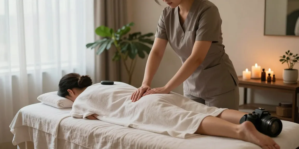 마사지와 아로마 오일이 어우러진 편안한 마사지 룸