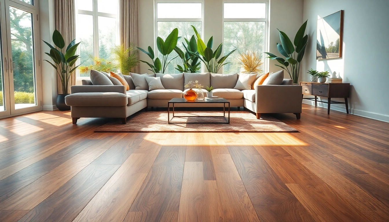 View of elegant living space highlighting vinyl flooring near me with natural light.