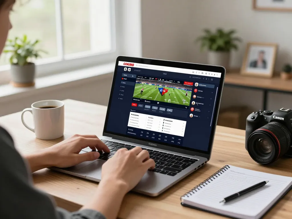 Nyalabet user engaged in online sports betting at home with strategic notes displayed.