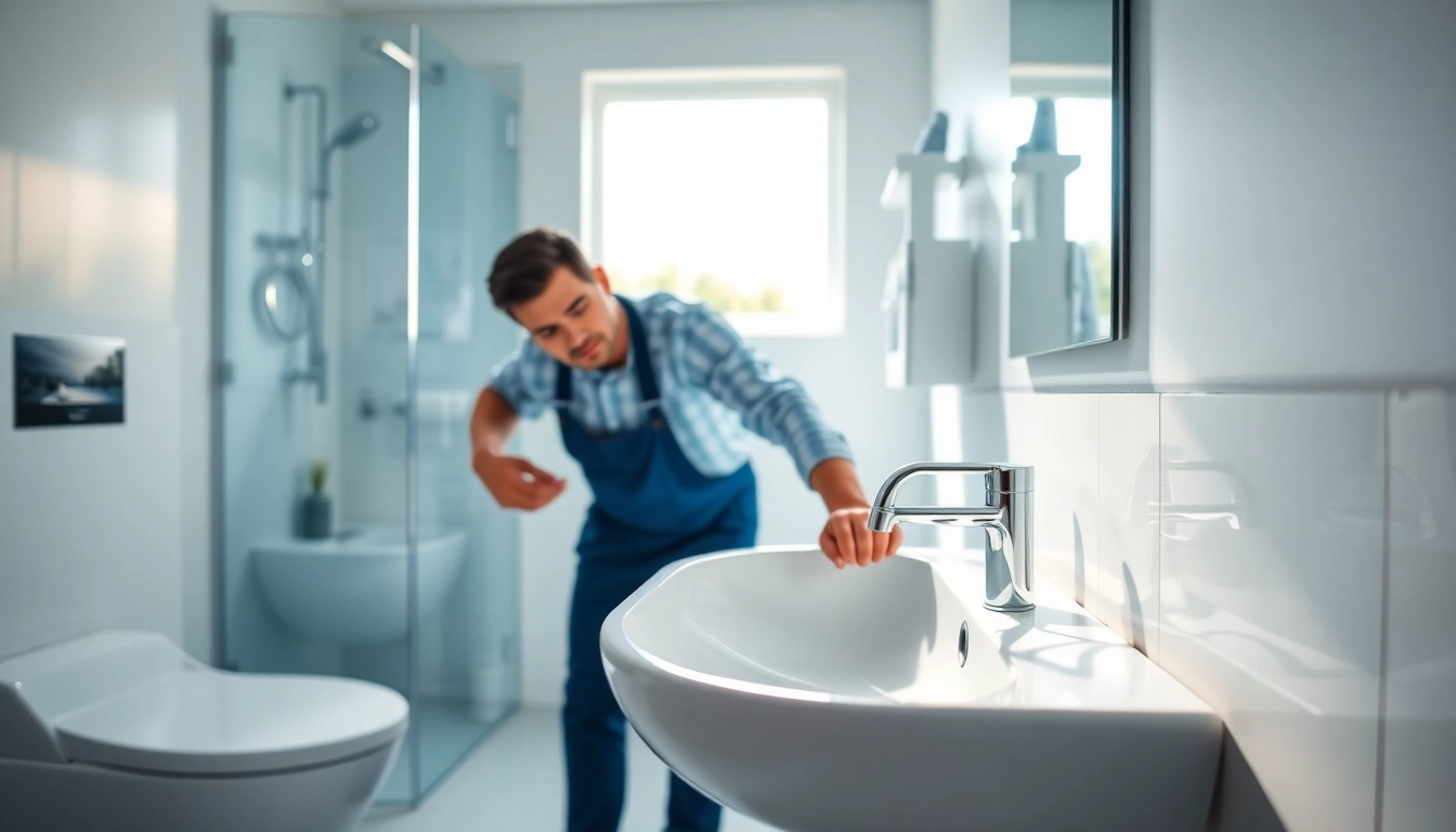 Professioneller Einsatz von sonni sanitär mit modernem Waschbecken und hochwertigen Armaturen.