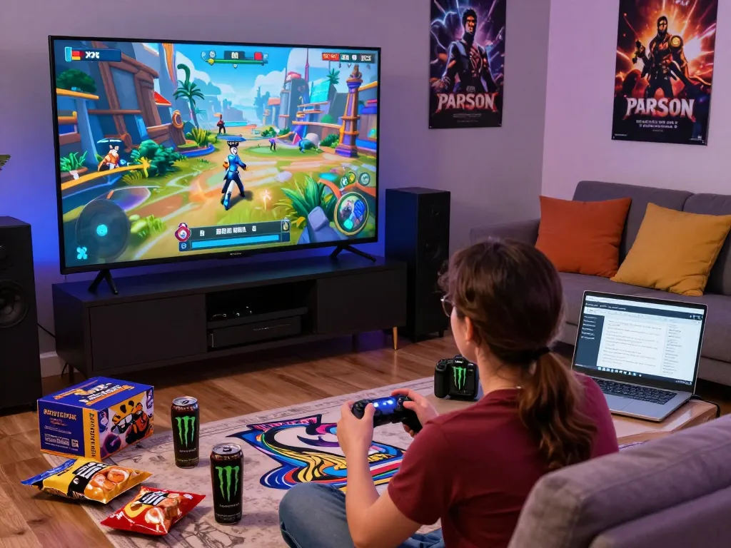Engaging scene of characters playing interactive xxx games in a vibrant gaming room.
