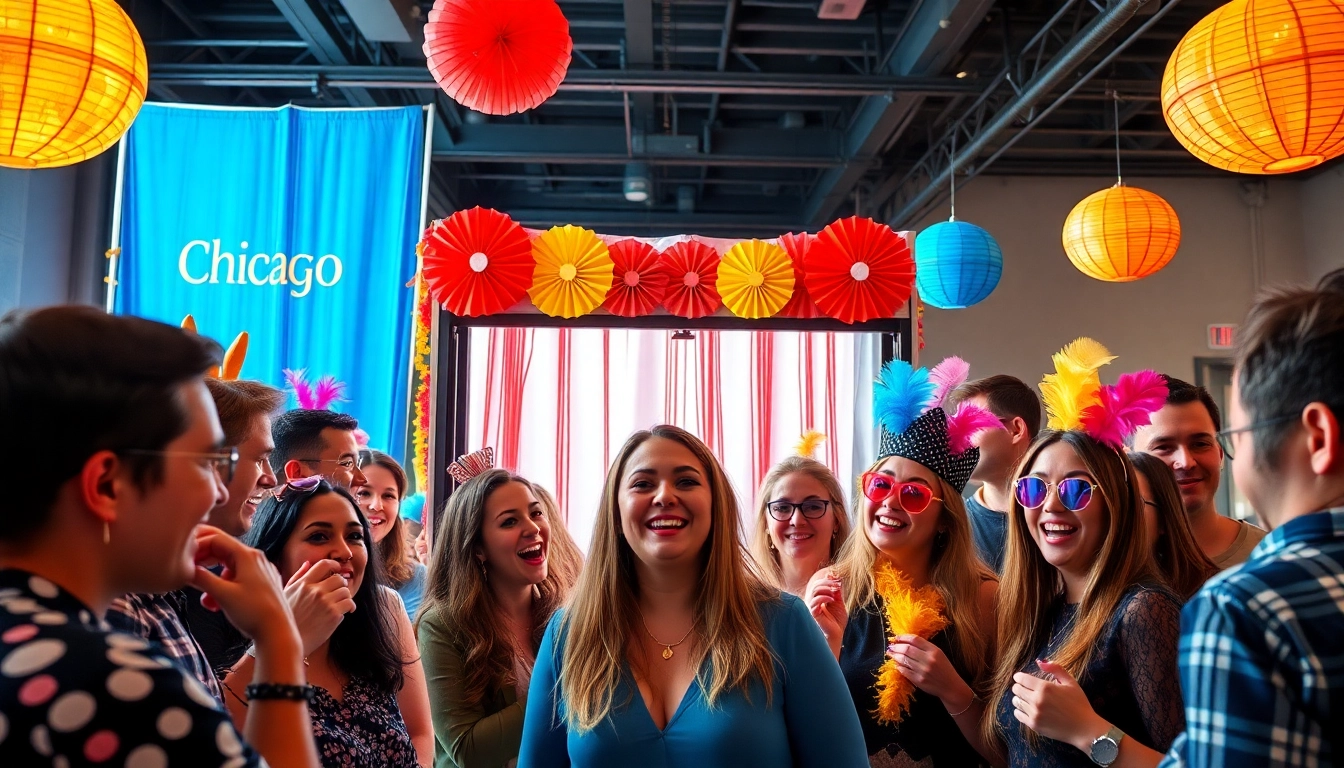 Enjoying a fun moment at a vibrant photo booth chicago in a festive event setting.