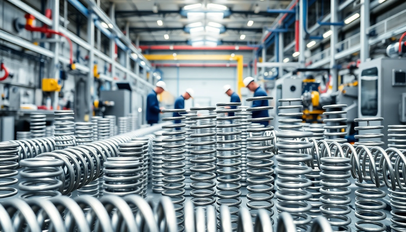Gas Spring Manufacturer showcasing diverse gas springs and an engaging manufacturing environment.