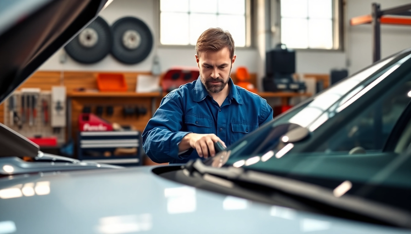 Evaluate high mileage extended auto warranty with a mechanic inspecting a car in a bright workshop.