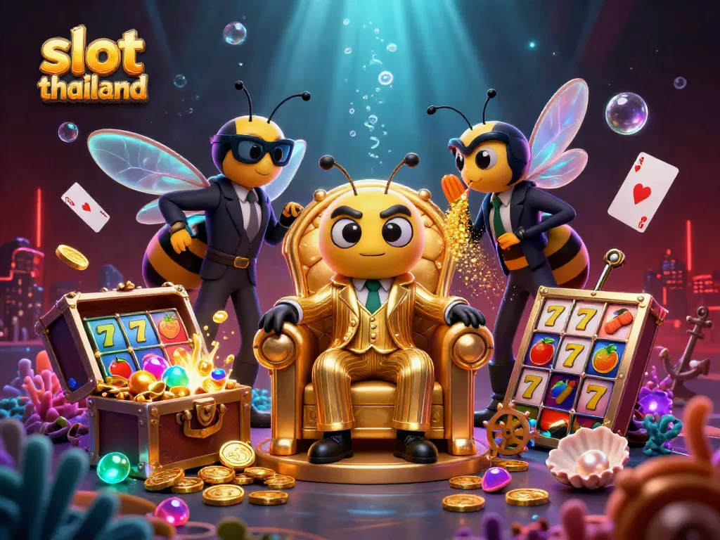 Experience the excitement of slot thailand in an animated casino adventure swirling with action and golden rewards.