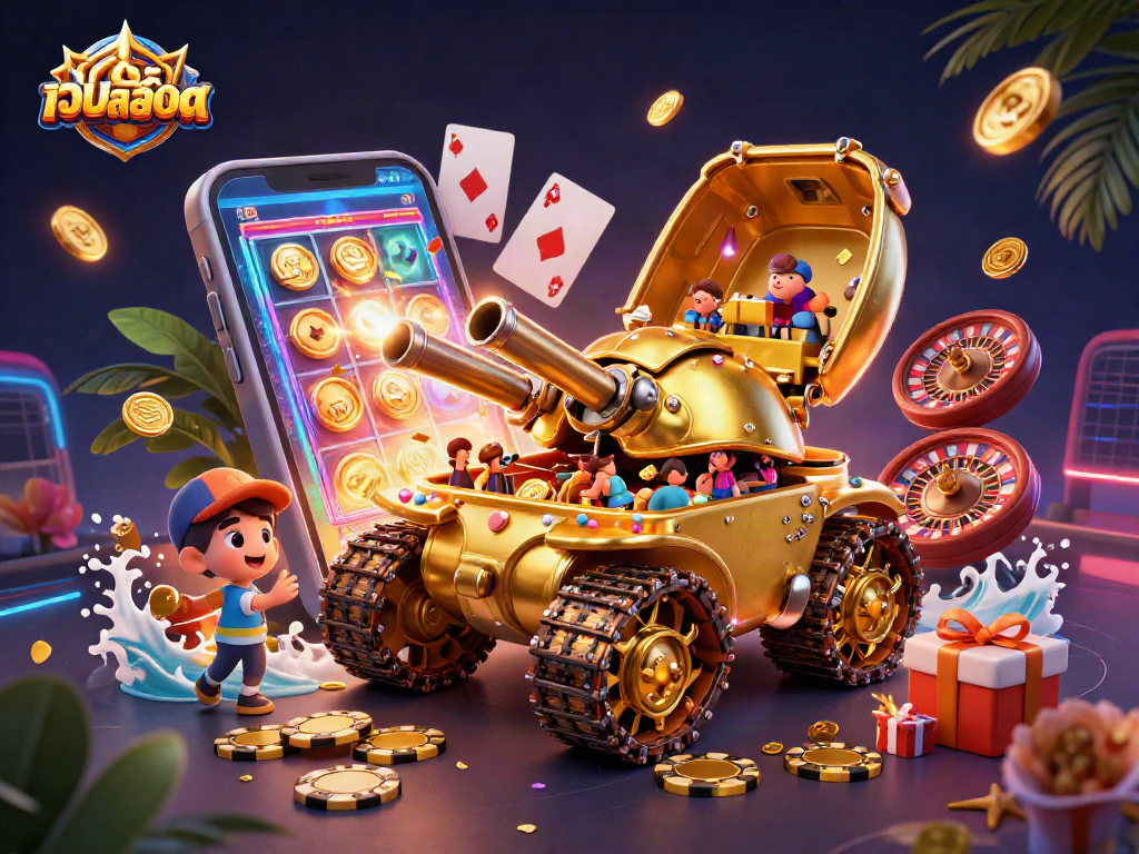 Engage with the the ultimate เว็บสล็อต experience featuring vibrant scenes of excitement with casino elements.