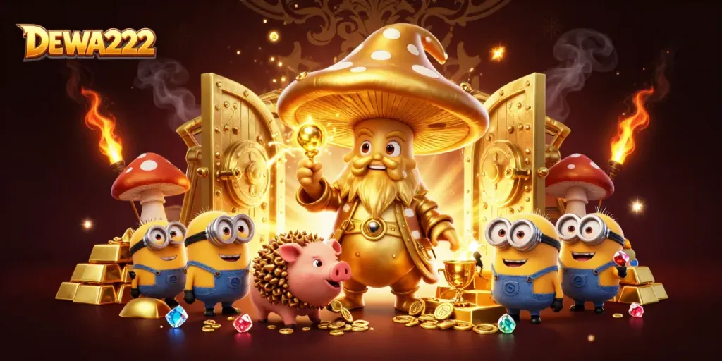Experience the magic of winning with DEWA222, where the golden wizard and treasure await in this vibrant casino realm.