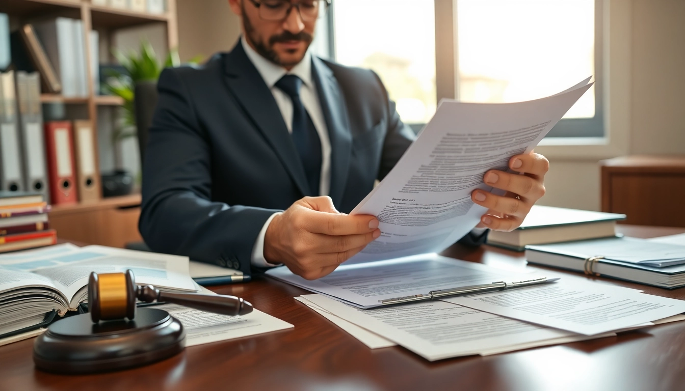 truck accident attorney clearwater reviewing legal documents in a professional office setting