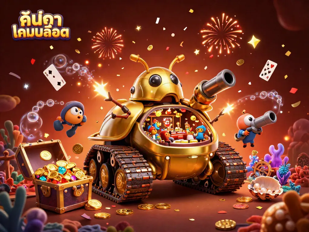 Engage in thrilling ค้นหาเกมสล็อต adventures with an imaginative 3D casino scene featuring lively characters and vibrant effects.
