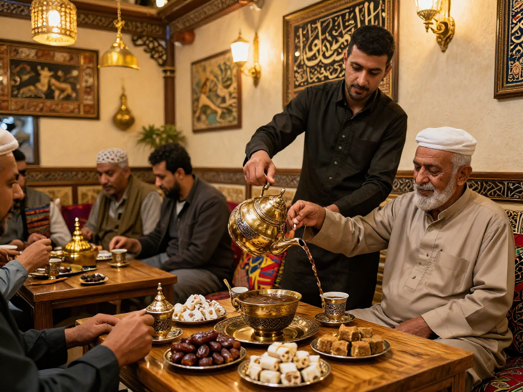 قهوجي الرياض يقدم القهوة العربية بأجواء تقليدية ودافئة