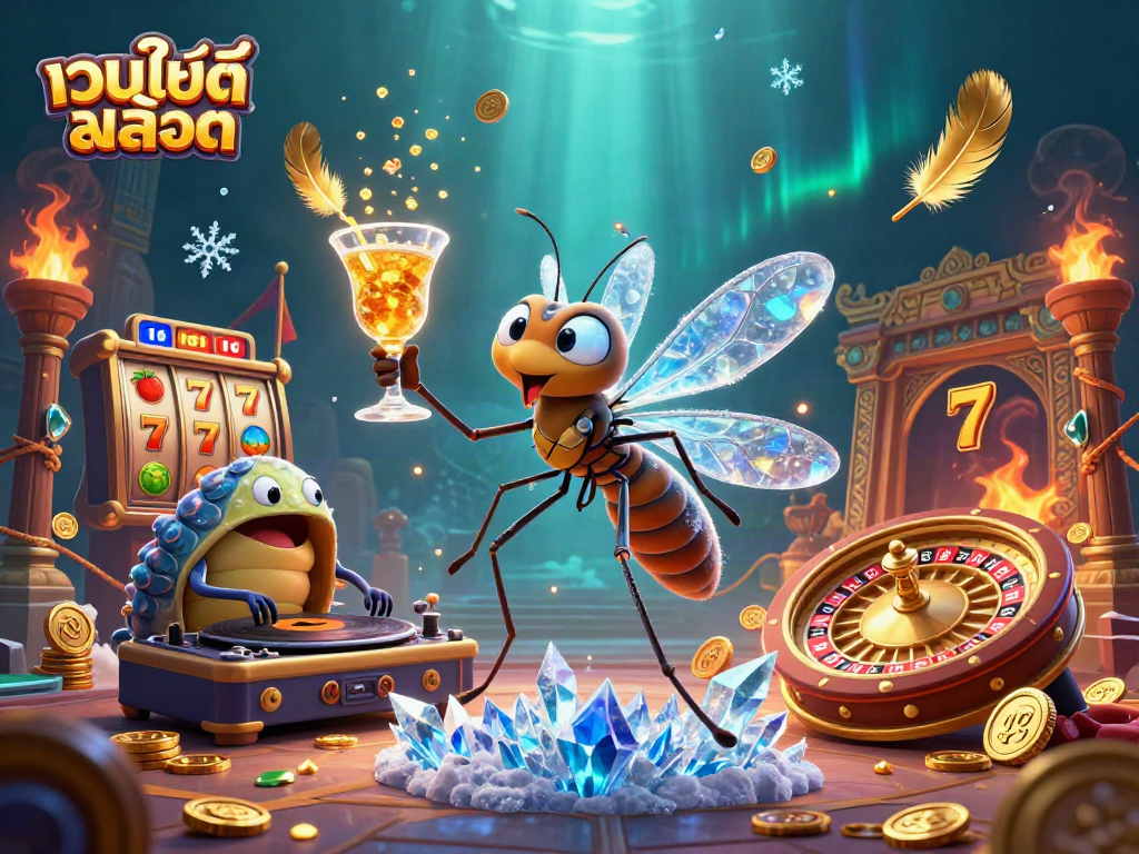 Engage in thrilling gambling at เว็บไซต์สล็อต with vibrant slot reels and colorful casino motifs.