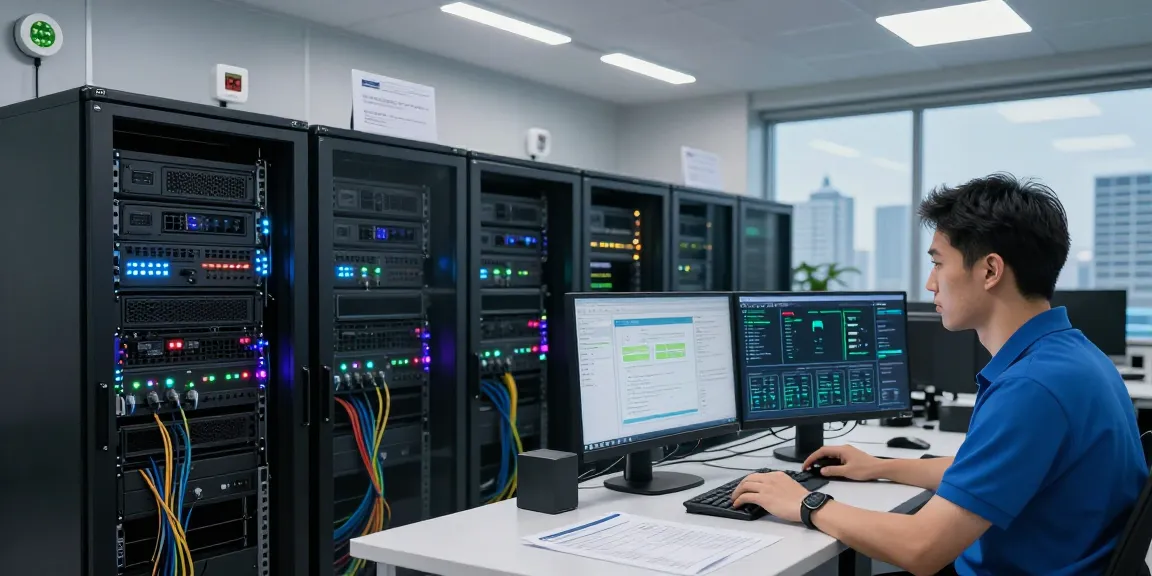 Servidores VPS Windows en México managed by network engineer in modern data center.