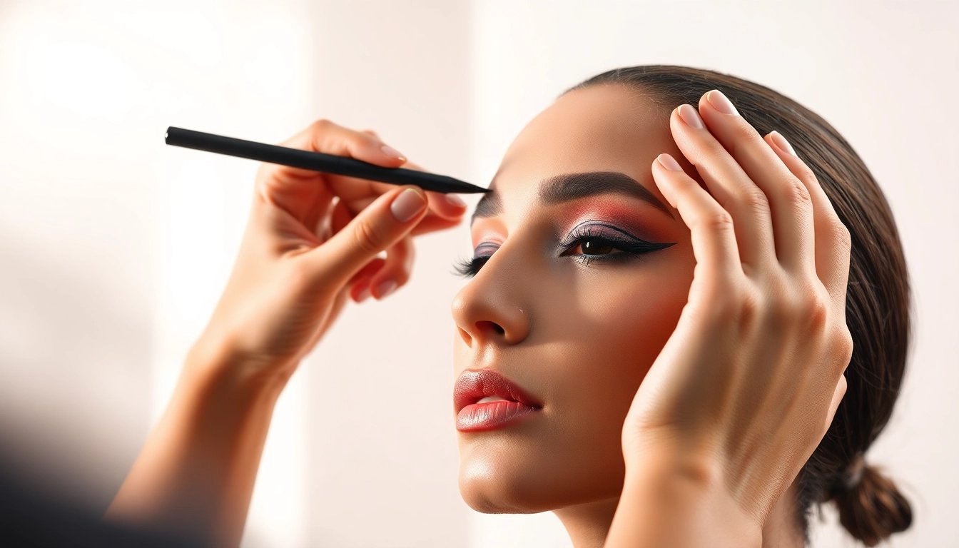 Applying Insanely Intense Tattooed Eyeliner for precision and vibrant eye makeup.