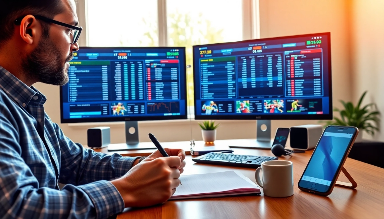 Evaluate the best sports betting sites India with a professional reviewing in an organized office.