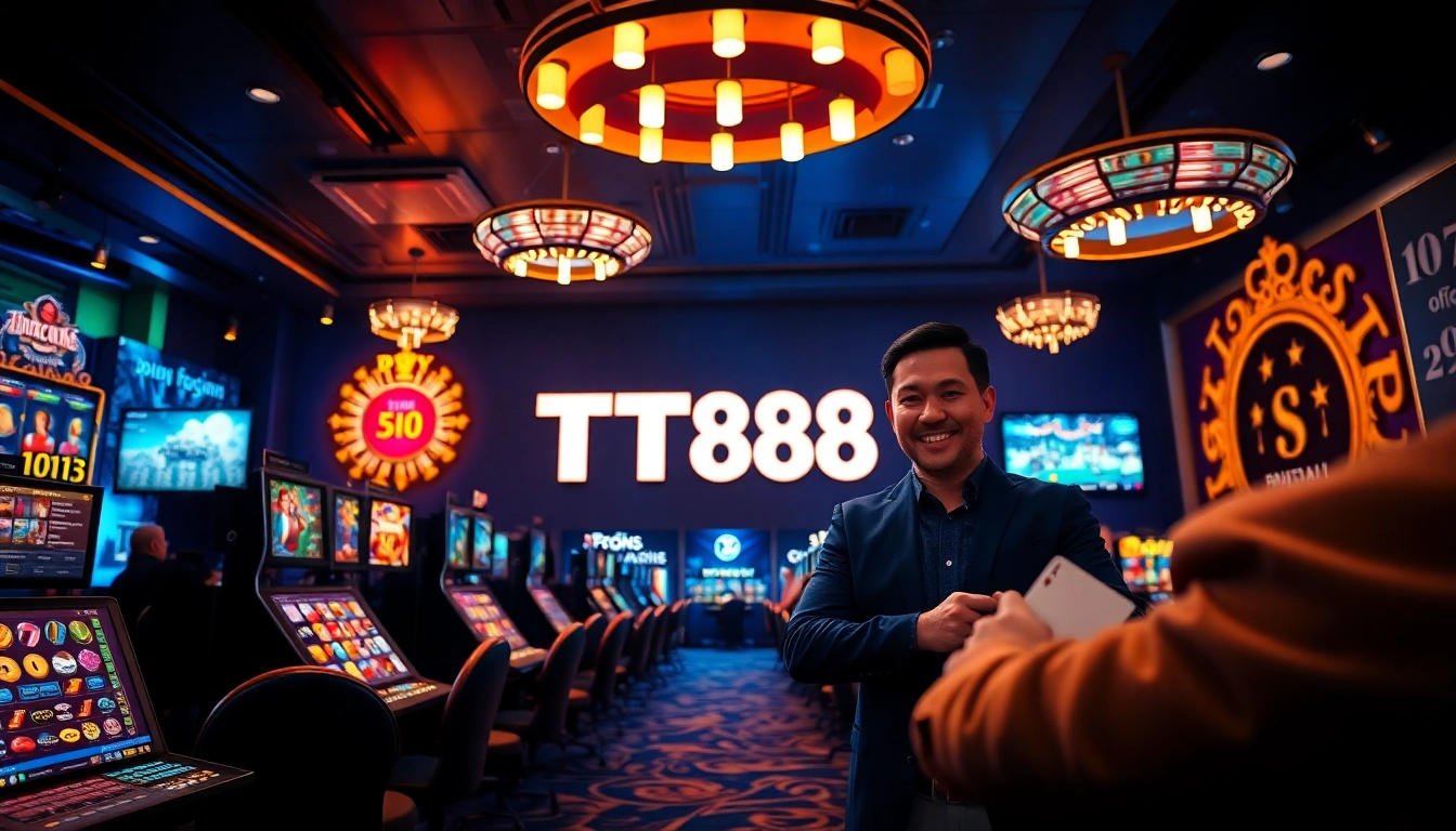 TT88 online betting platform showcasing exciting casino games with a vibrant atmosphere.