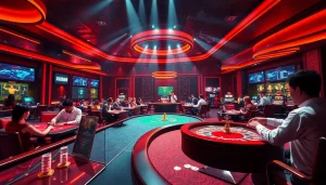 XX88 online casino showcase with players enjoying various games in a vibrant setting.